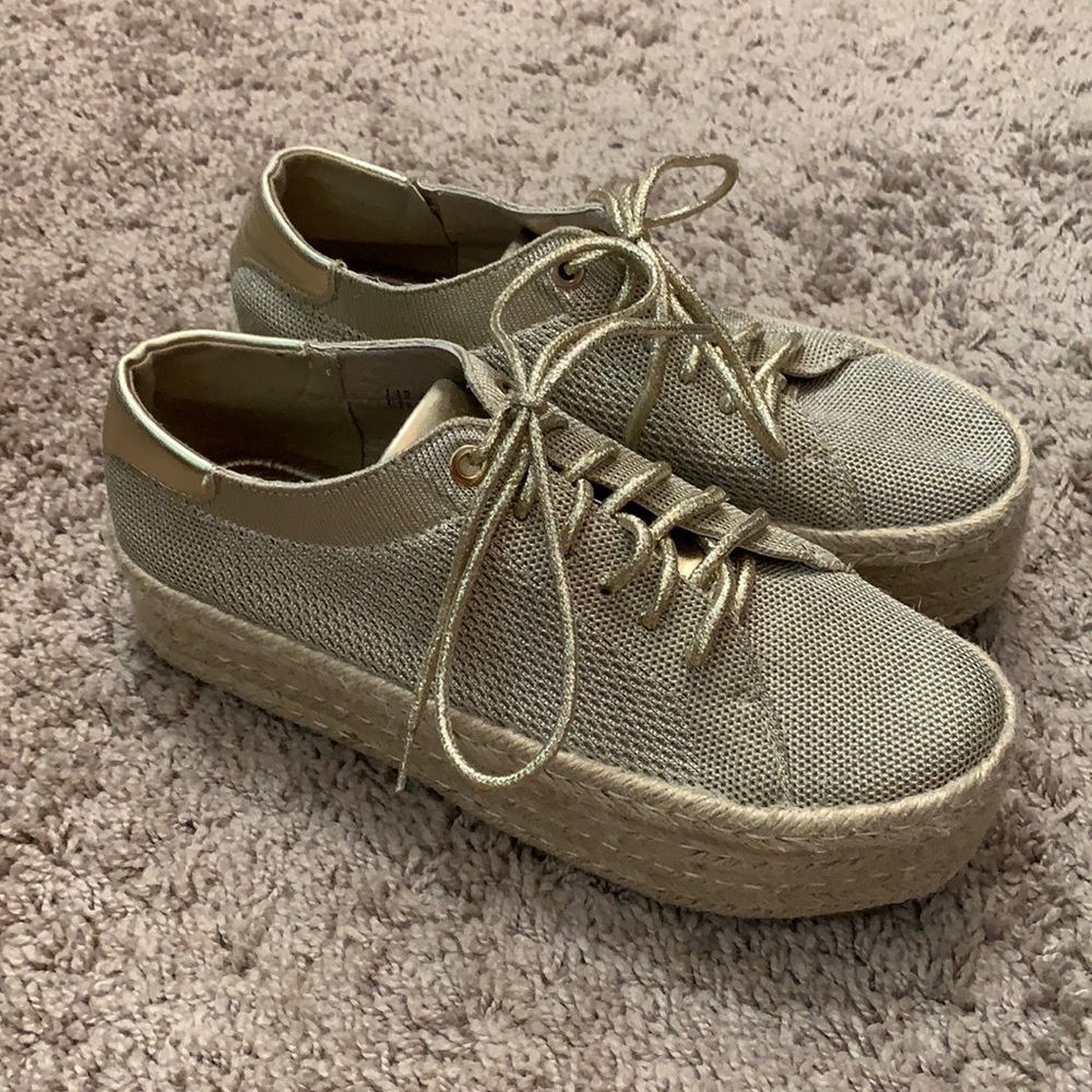 Gold Platform Espadrille Sneakers